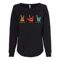 Classic Peace Love Rock Vintage Concert Band Rock Music Womens California Wash Sweatshirt