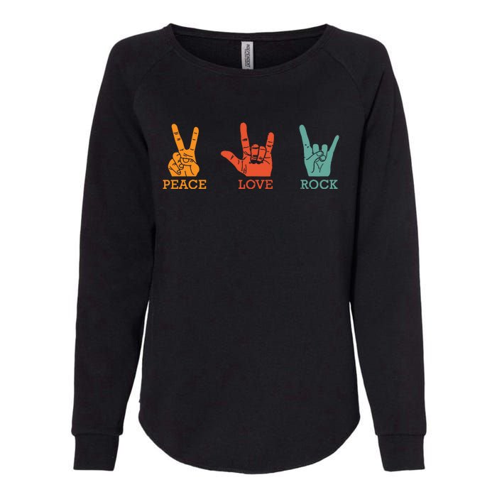 Classic Peace Love Rock Vintage Concert Band Rock Music Womens California Wash Sweatshirt