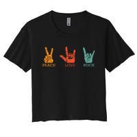 Classic Peace Love Rock Vintage Concert Band Rock Music Women's Crop Top Tee