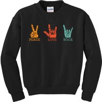 Classic Peace Love Rock Vintage Concert Band Rock Music Kids Sweatshirt