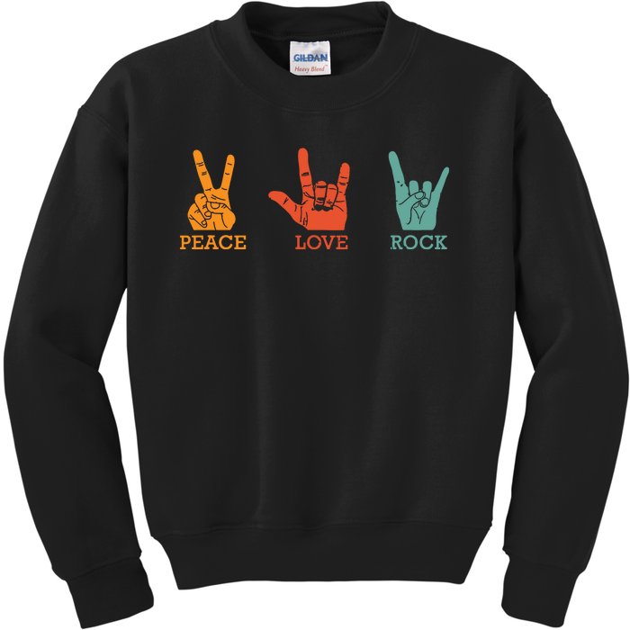 Classic Peace Love Rock Vintage Concert Band Rock Music Kids Sweatshirt