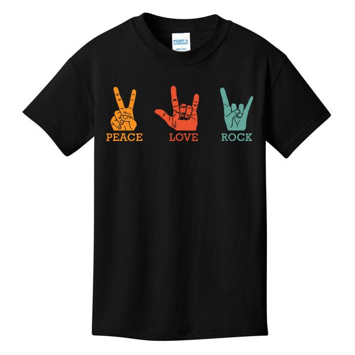 Classic Peace Love Rock Vintage Concert Band Rock Music Kids T-Shirt