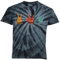 Classic Peace Love Rock Vintage Concert Band Rock Music Kids Tie-Dye T-Shirt