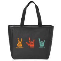 Classic Peace Love Rock Vintage Concert Band Rock Music Zip Tote Bag