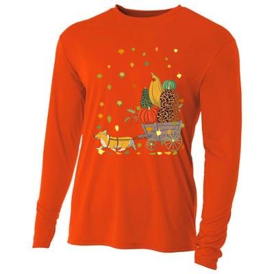 Corgi Pumpkin Leopard Dog Lover Fall Leaves Thanksgiving Gift Cooling Performance Long Sleeve Crew