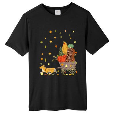 Corgi Pumpkin Leopard Dog Lover Fall Leaves Thanksgiving Gift Tall Fusion ChromaSoft Performance T-Shirt