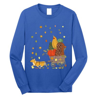 Corgi Pumpkin Leopard Dog Lover Fall Leaves Thanksgiving Gift Long Sleeve Shirt