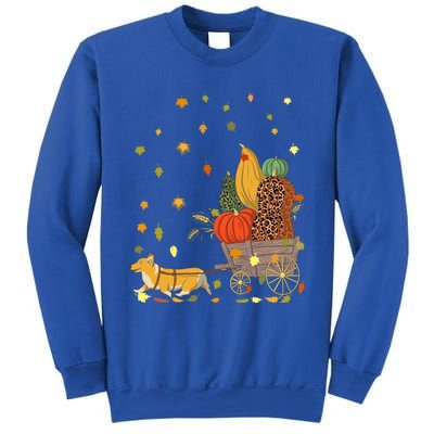 Corgi Pumpkin Leopard Dog Lover Fall Leaves Thanksgiving Gift Sweatshirt