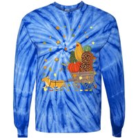 Corgi Pumpkin Leopard Dog Lover Fall Leaves Thanksgiving Gift Tie-Dye Long Sleeve Shirt