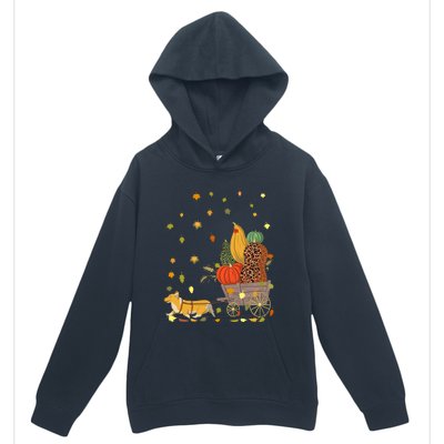 Corgi Pumpkin Leopard Dog Lover Fall Leaves Thanksgiving Gift Urban Pullover Hoodie