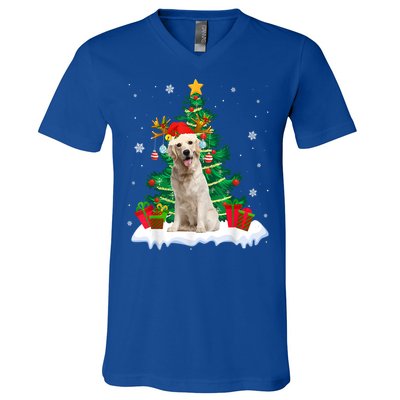 Christmas Pajama Labrador Retriever Tree Xmas Dog Dad Mom Cute Gift V-Neck T-Shirt