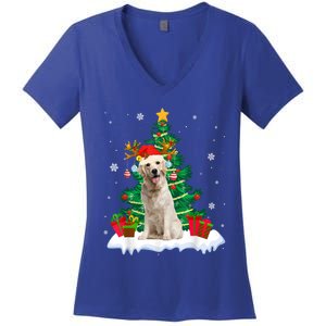 Christmas Pajama Labrador Retriever Tree Xmas Dog Dad Mom Cute Gift Women's V-Neck T-Shirt