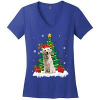 Christmas Pajama Labrador Retriever Tree Xmas Dog Dad Mom Cute Gift Women's V-Neck T-Shirt