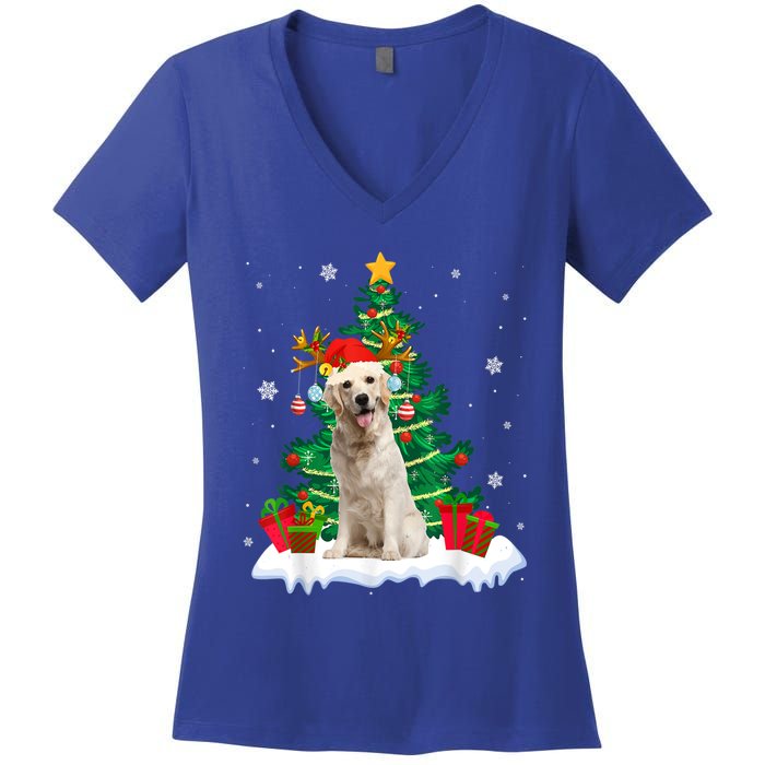 Christmas Pajama Labrador Retriever Tree Xmas Dog Dad Mom Cute Gift Women's V-Neck T-Shirt