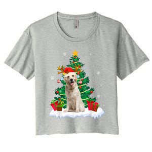 Christmas Pajama Labrador Retriever Tree Xmas Dog Dad Mom Cute Gift Women's Crop Top Tee