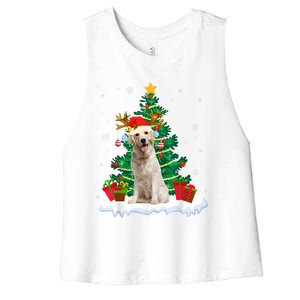 Christmas Pajama Labrador Retriever Tree Xmas Dog Dad Mom Cute Gift Women's Racerback Cropped Tank