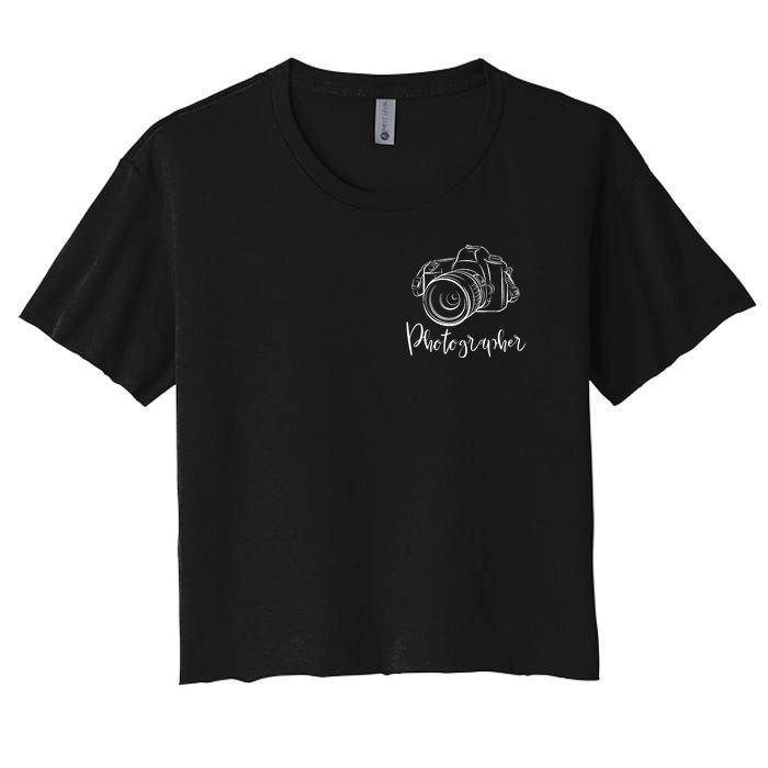 Camera Photographer Lens Cameraman Focus Photography Women's Crop Top Tee