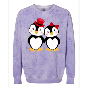 Cute Penguin Love Couples Valentines Colorblast Crewneck Sweatshirt