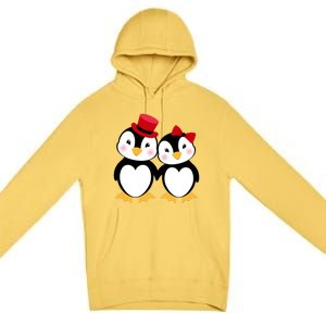 Cute Penguin Love Couples Valentines Premium Pullover Hoodie