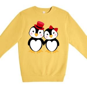 Cute Penguin Love Couples Valentines Premium Crewneck Sweatshirt