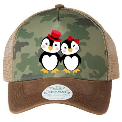 Cute Penguin Love Couples Valentines Legacy Tie Dye Trucker Hat