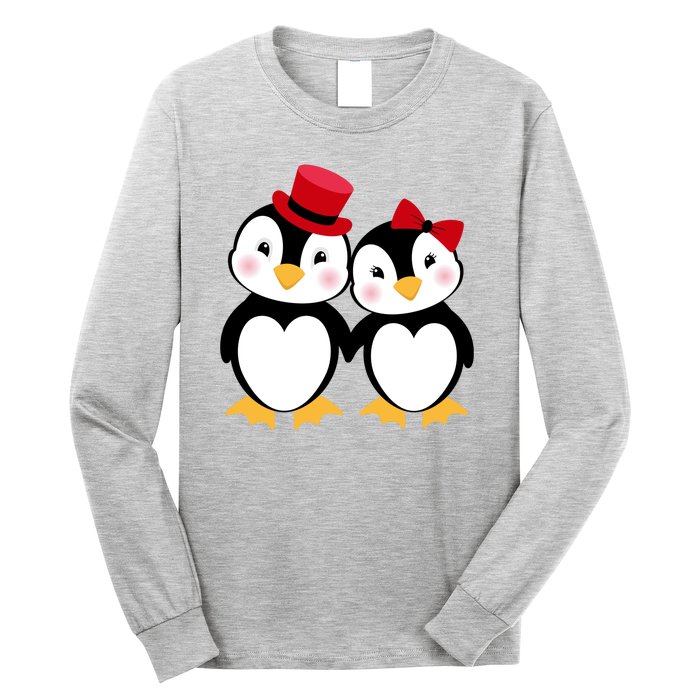 Cute Penguin Love Couples Valentines Long Sleeve Shirt