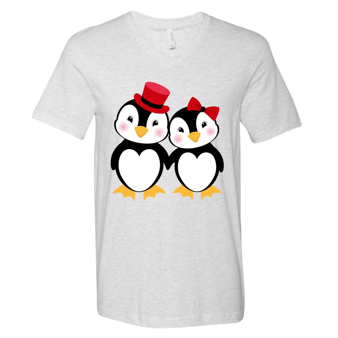 Cute Penguin Love Couples Valentines V-Neck T-Shirt