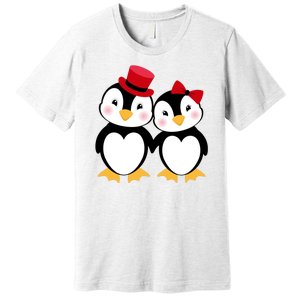 Cute Penguin Love Couples Valentines Premium T-Shirt