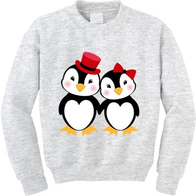 Cute Penguin Love Couples Valentines Kids Sweatshirt