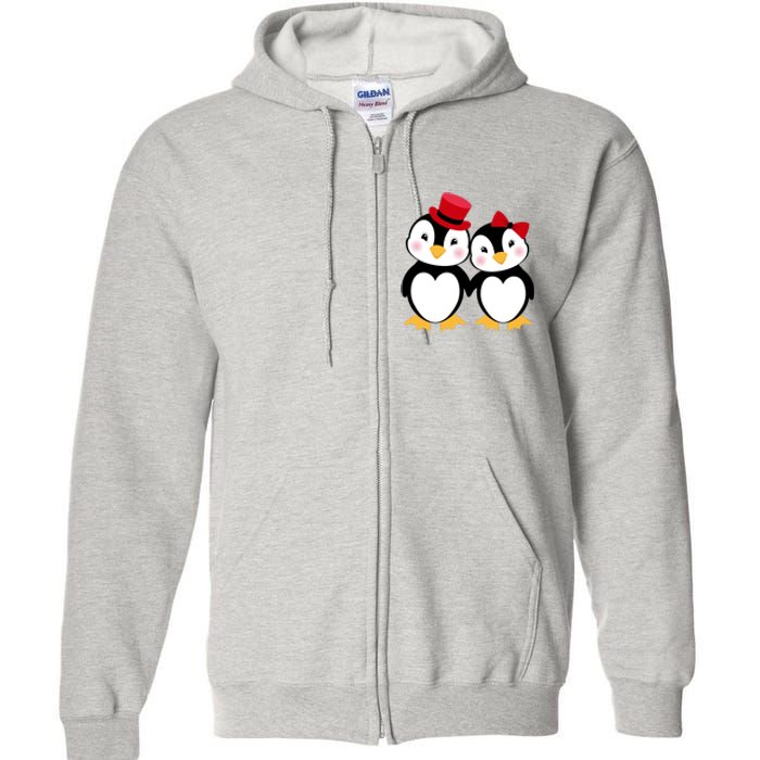 Cute Penguin Love Couples Valentines Full Zip Hoodie