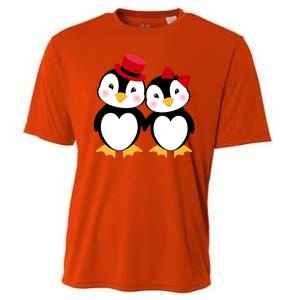 Cute Penguin Love Couples Valentines Cooling Performance Crew T-Shirt