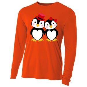 Cute Penguin Love Couples Valentines Cooling Performance Long Sleeve Crew