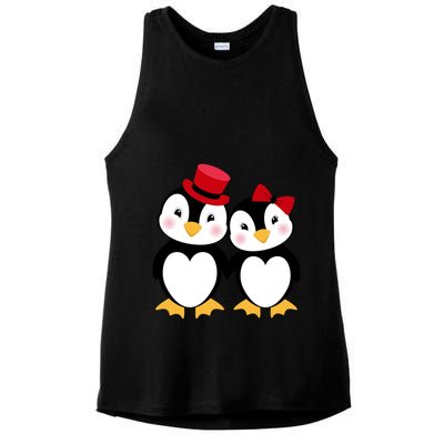 Cute Penguin Love Couples Valentines Ladies PosiCharge Tri-Blend Wicking Tank
