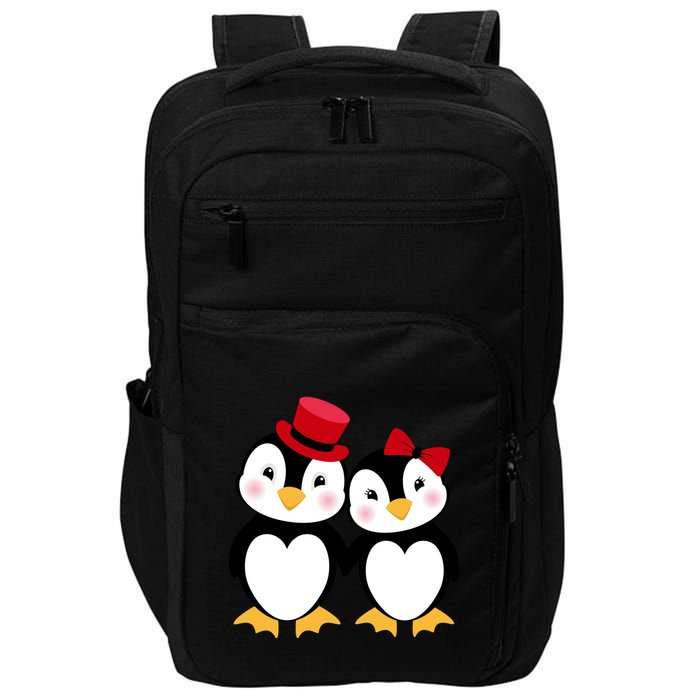Cute Penguin Love Couples Valentines Impact Tech Backpack