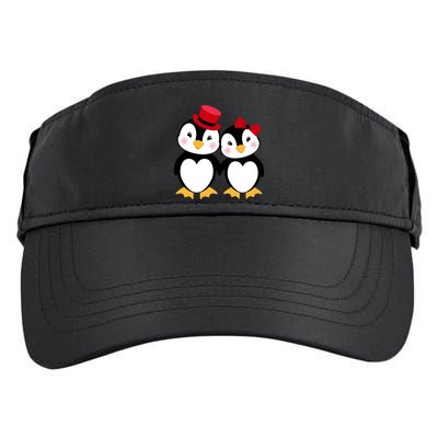 Cute Penguin Love Couples Valentines Adult Drive Performance Visor