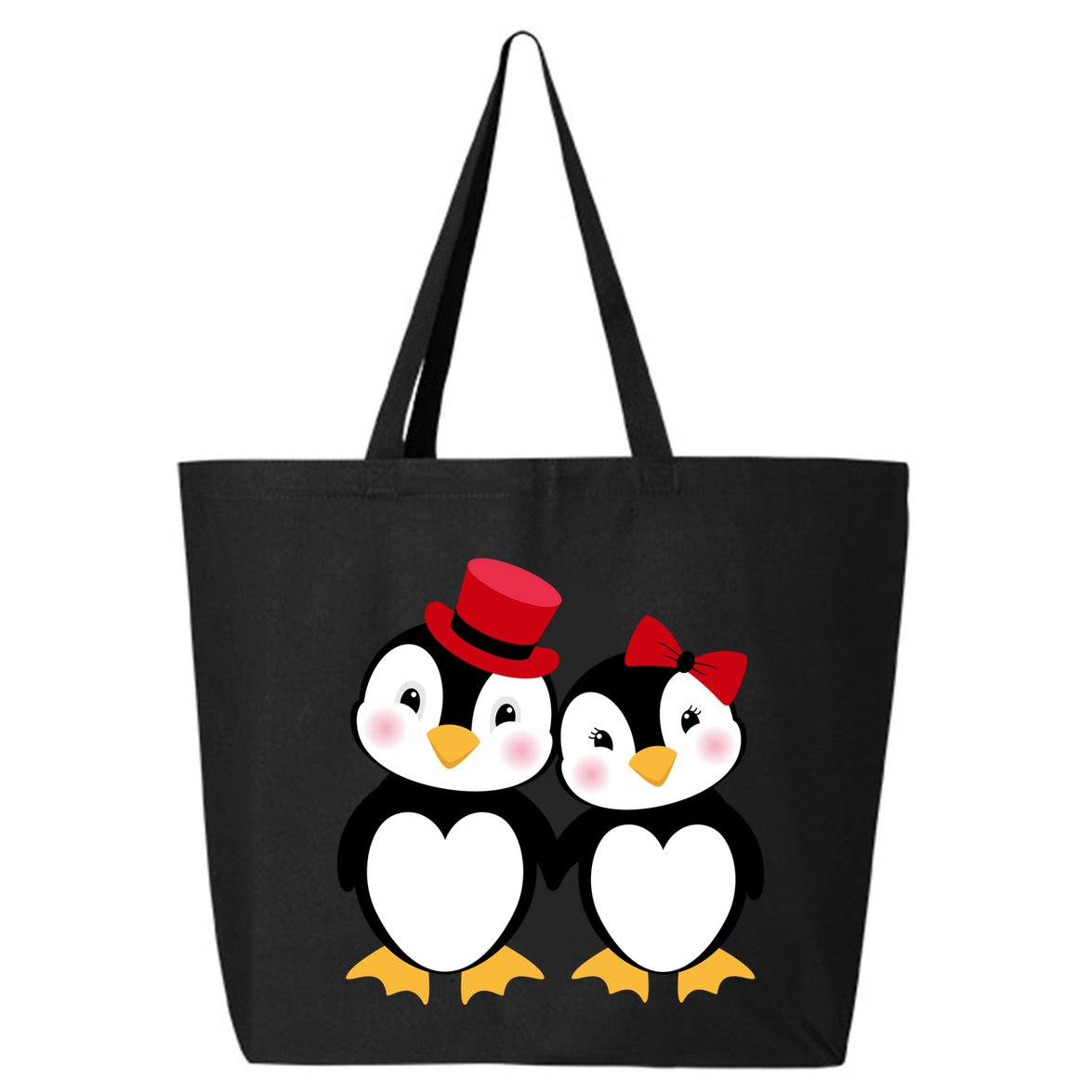 Cute Penguin Love Couples Valentines 25L Jumbo Tote