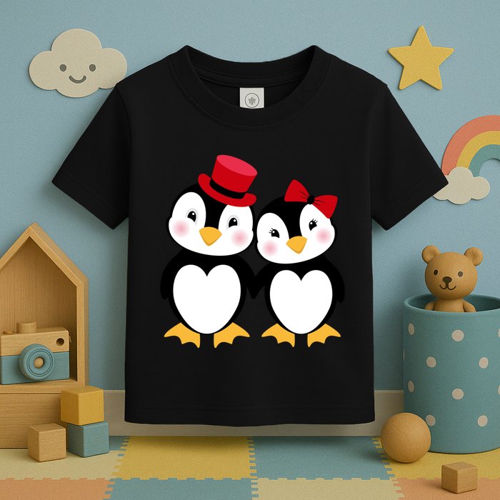 Cute Penguin Love Couples Valentines Toddler T-Shirt
