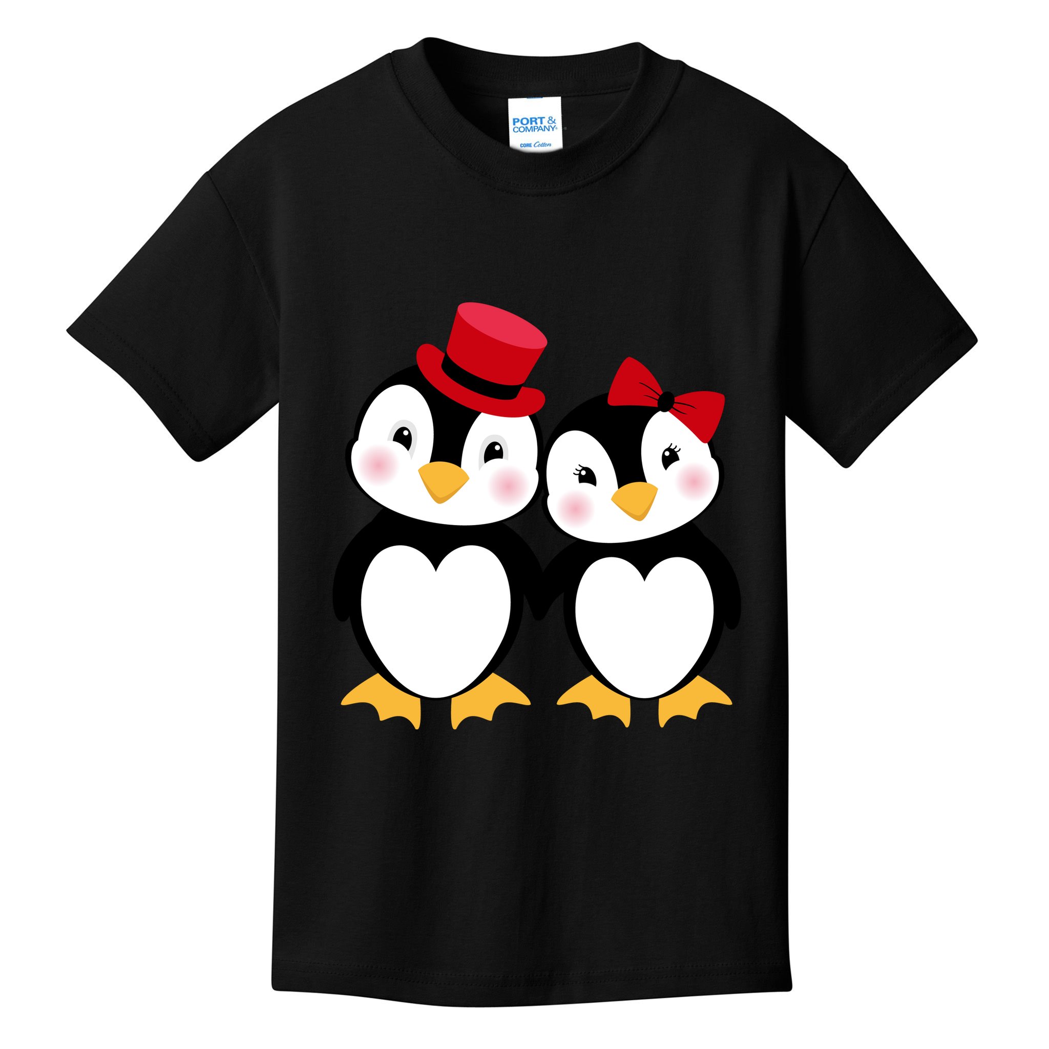 Cute Penguin Love Couples Valentines Kids T-Shirt