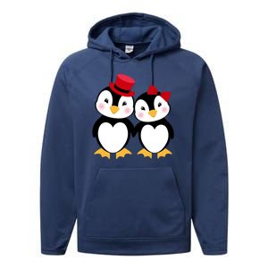 Cute Penguin Love Couples Valentines Performance Fleece Hoodie