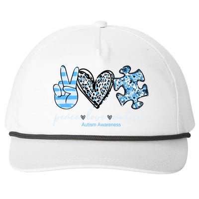 Cute Peace Love Autism Awareness Asd Teacher Great Gift Snapback Five-Panel Rope Hat