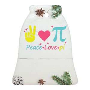 Cool Peace Love Pi Ceramic Bell Ornament