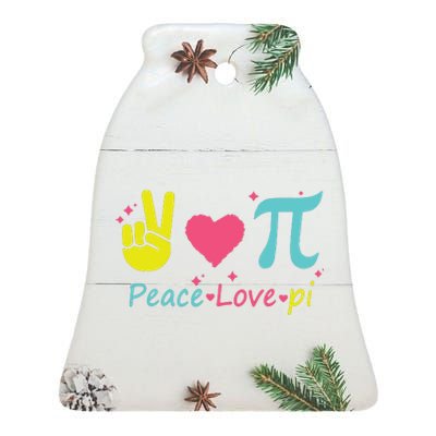 Cool Peace Love Pi Ceramic Bell Ornament