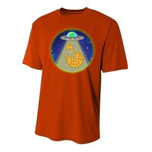 Cool Pizza Loving UFO Alien Performance Sprint T-Shirt