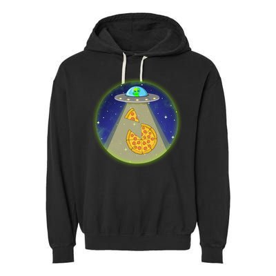 Cool Pizza Loving UFO Alien Garment-Dyed Fleece Hoodie