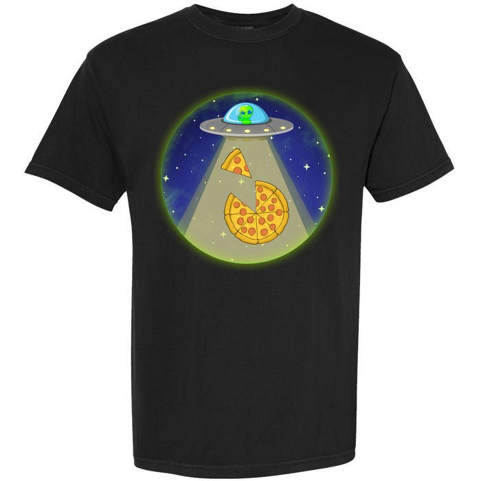 Cool Pizza Loving UFO Alien Garment-Dyed Heavyweight T-Shirt