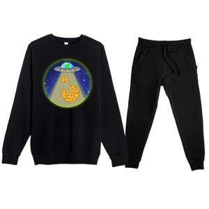 Cool Pizza Loving UFO Alien Premium Crewneck Sweatsuit Set