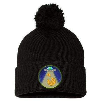 Cool Pizza Loving UFO Alien Pom Pom 12in Knit Beanie