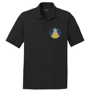 Cool Pizza Loving UFO Alien PosiCharge RacerMesh Polo