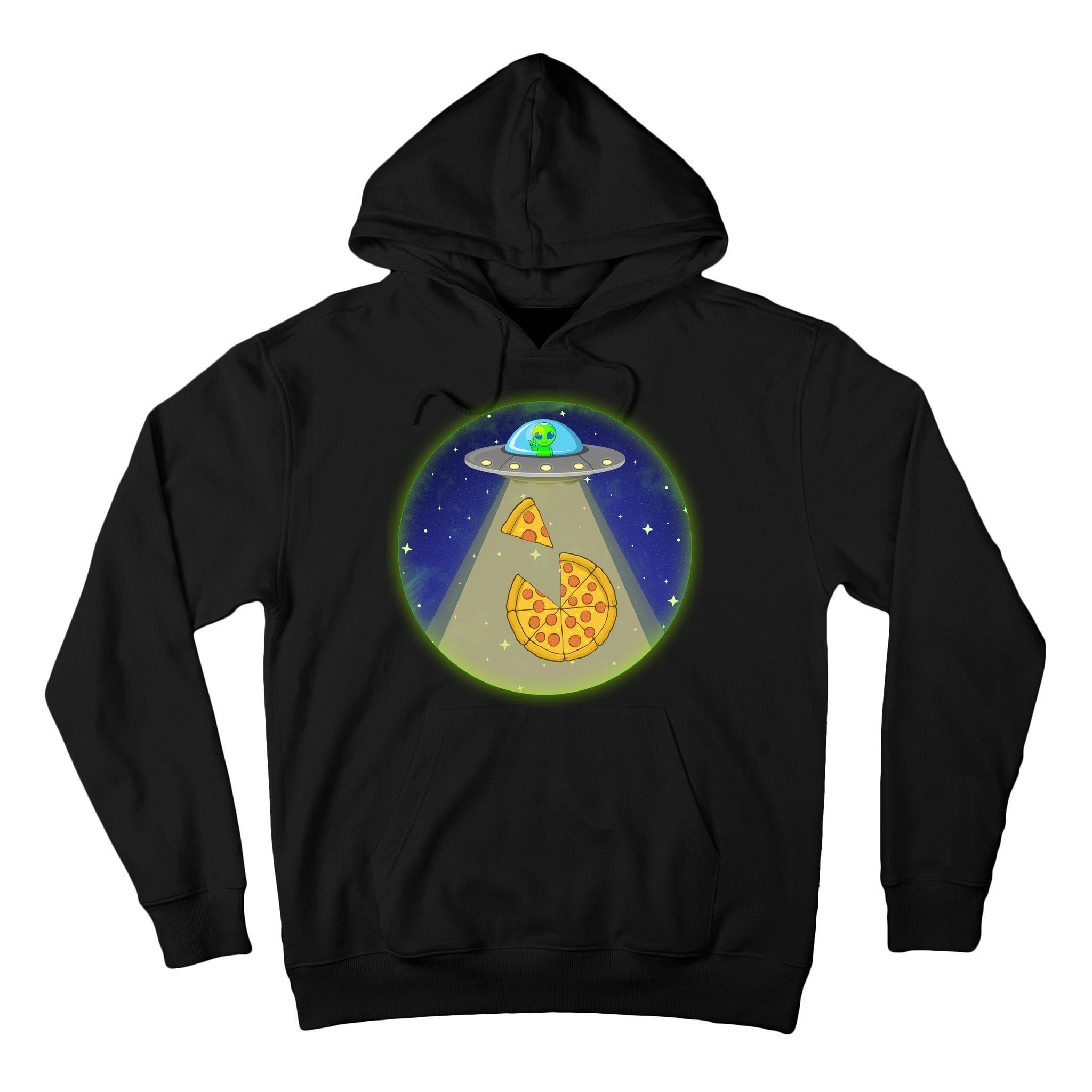 Cool Pizza Loving UFO Alien Tall Hoodie