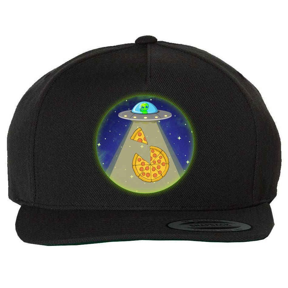 Cool Pizza Loving UFO Alien Wool Snapback Cap